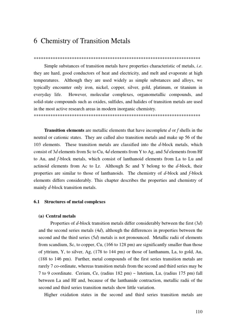Chemistry of d-Block Transition Metals | PDF | Coordination Complex ...