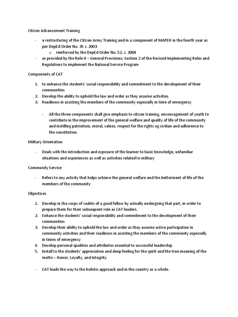 Overview of Citizenship Advancement Training | PDF | Citizenship ...