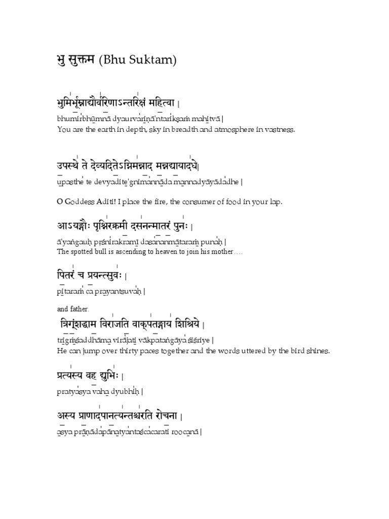 Bhu Suktam | PDF | Hindu Mythology | Nature