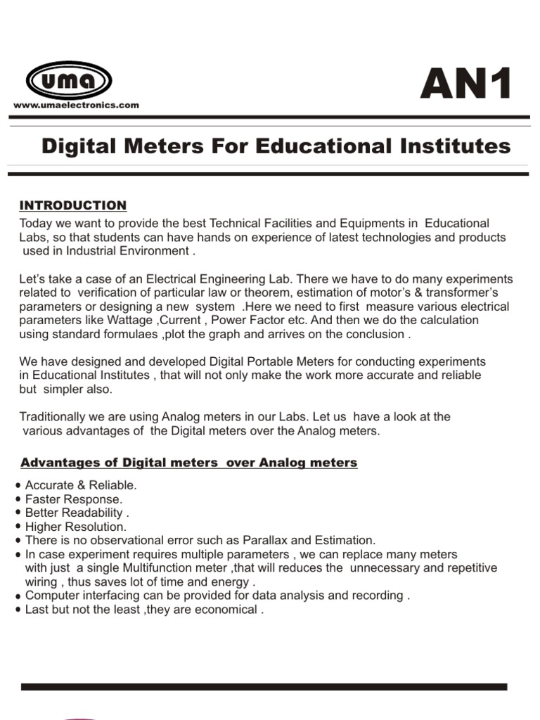 Digital Meters for Educational Labs | PDF | Alternating Current ...