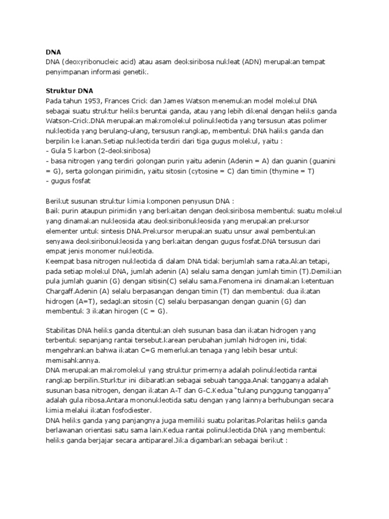 Struktur dan Fungsi DNA dan RNA | PDF