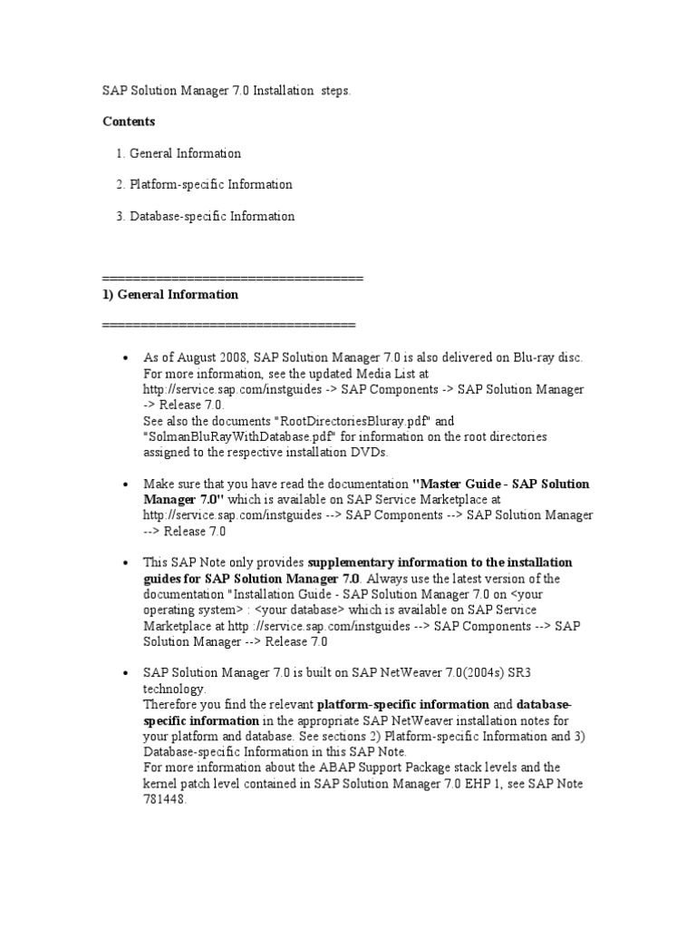 SAP Solution Manager 7 | PDF | Ibm Db2 | System Software