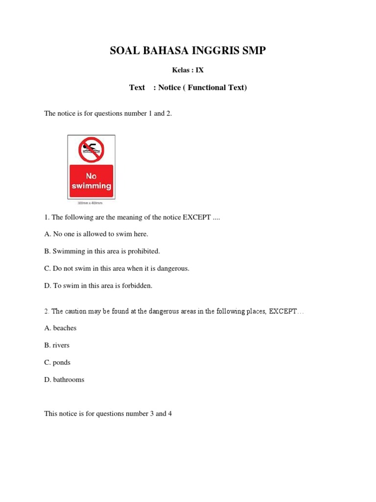 Soal Bahasa Inggris SMP Notice PDF Trail Land Transport
