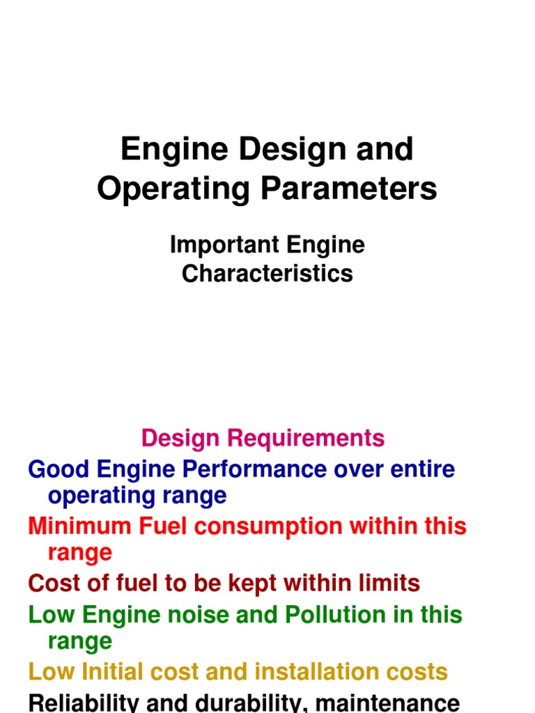 Engine Design and Operating Parameters PDF Internal Combustion