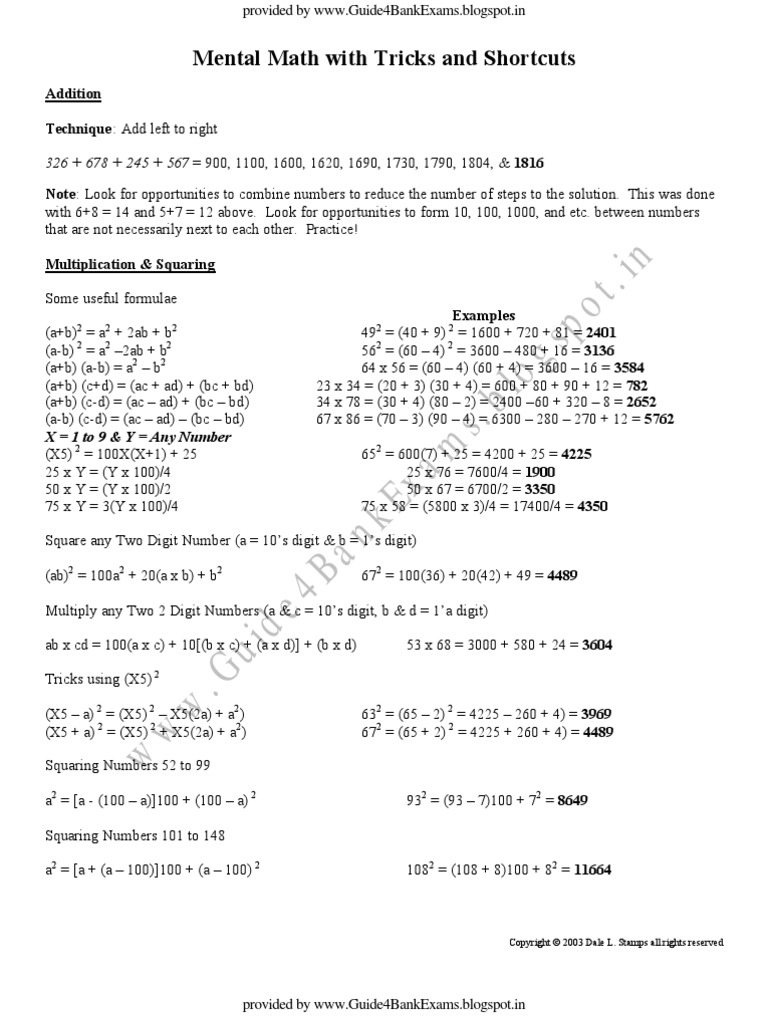 Speed Maths Shortcuts | PDF | Division (Mathematics) | Discrete Mathematics