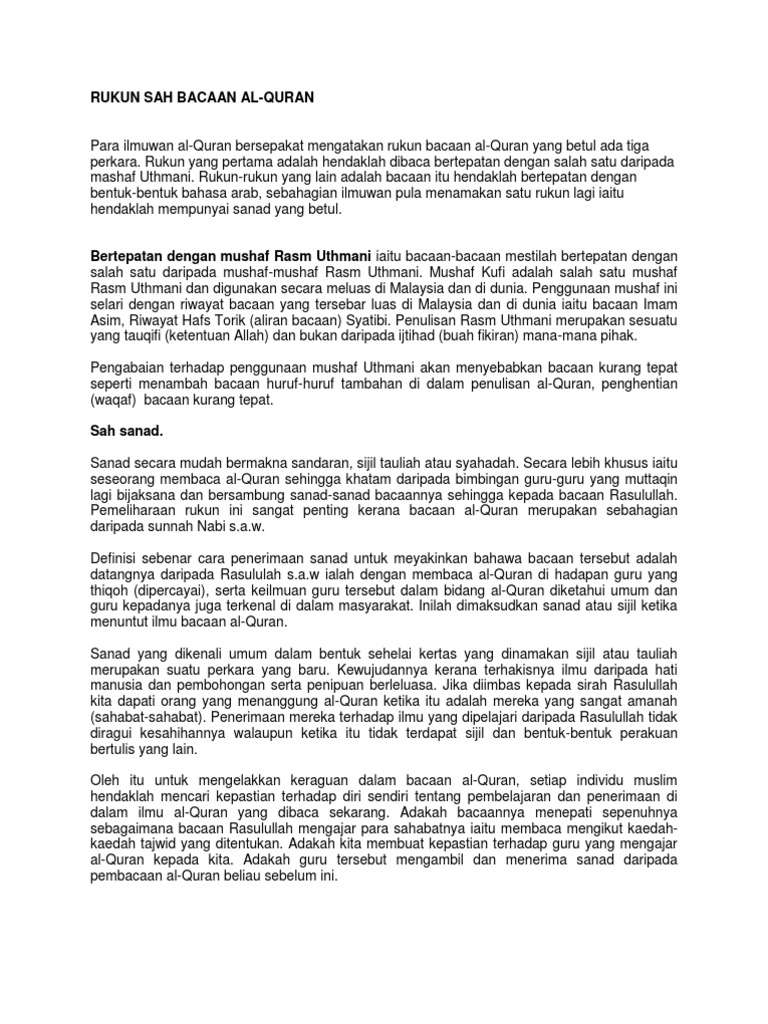Rukun Sah Bacaan Al Pdf