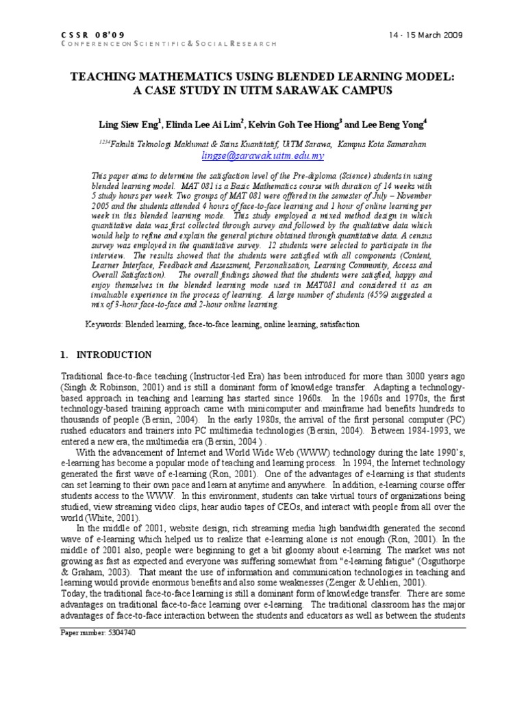 Blended Learning in UiTM Sarawak | PDF | Educational Technology ...