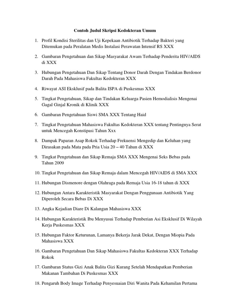 Contoh Judul Skripsi Kedokteran Umum
