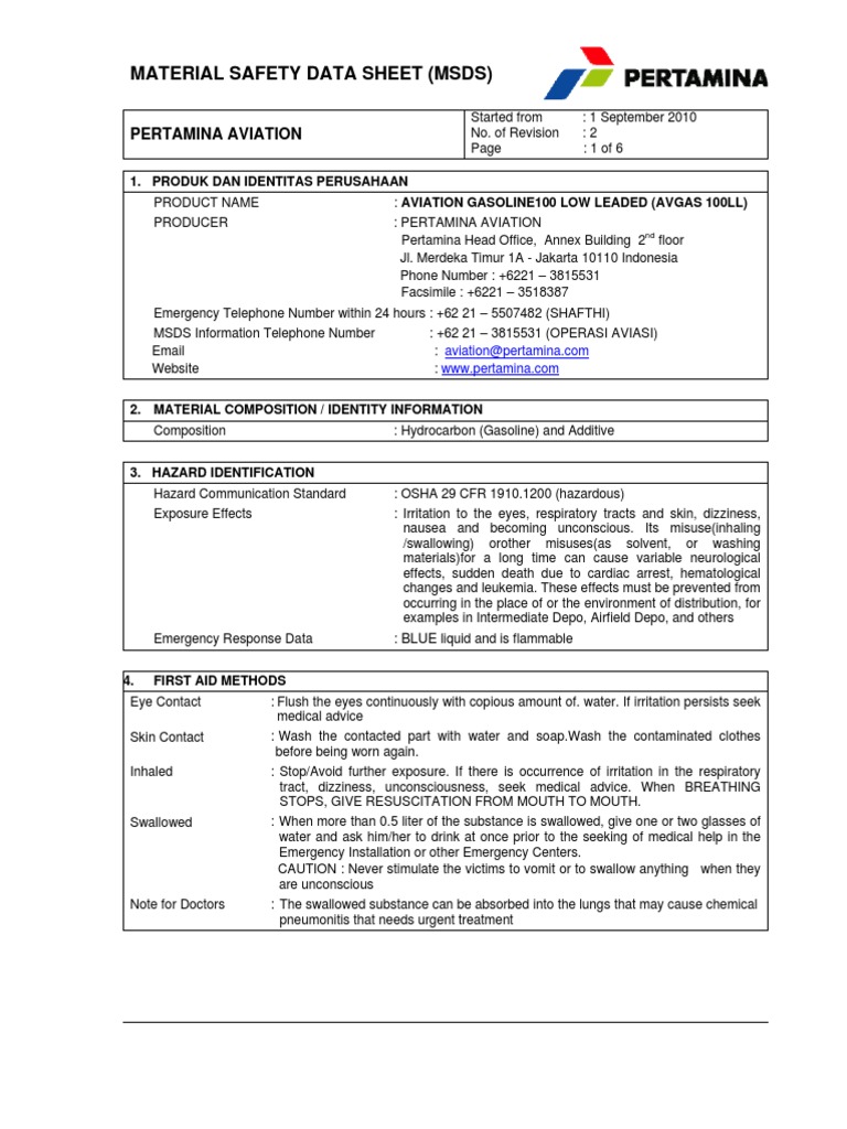 Jet A Fuel Pertamina Info PDF Dangerous Goods Flammability