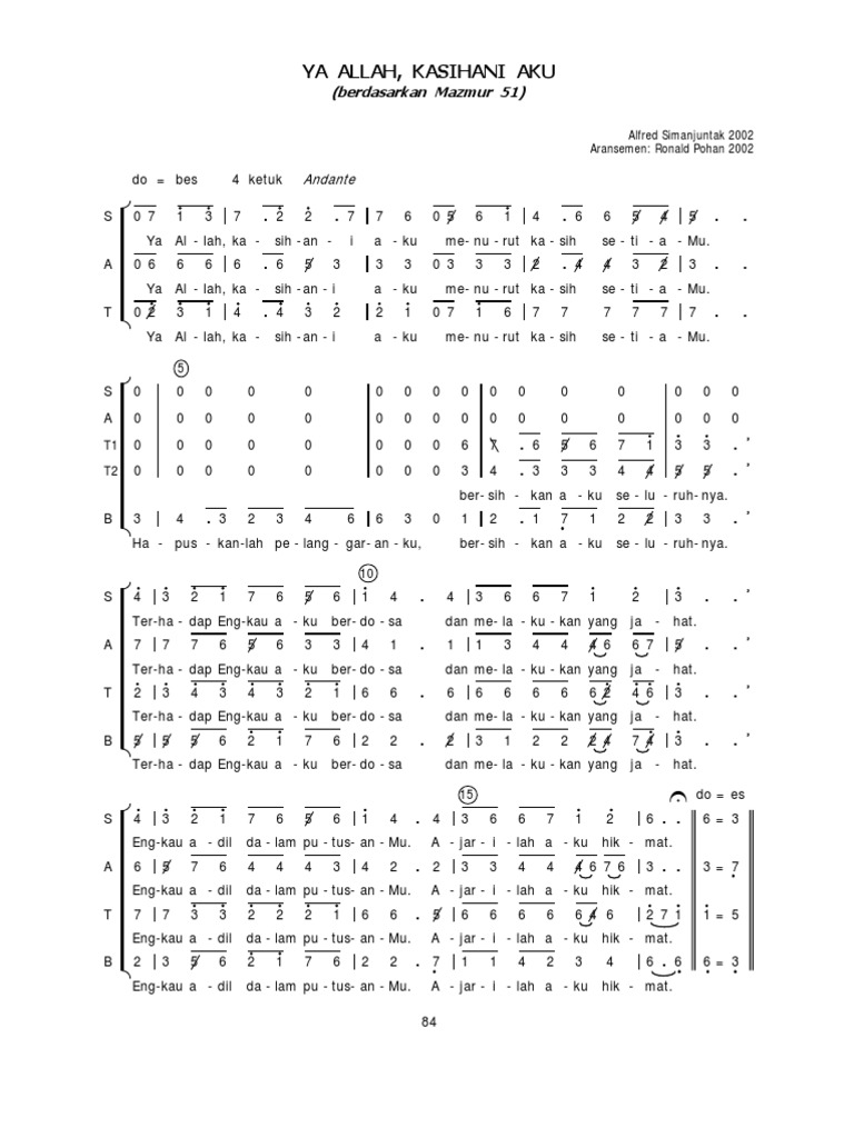 Download Partitur Lagu Paduan Suara Gerejawi - Berbagai Suara