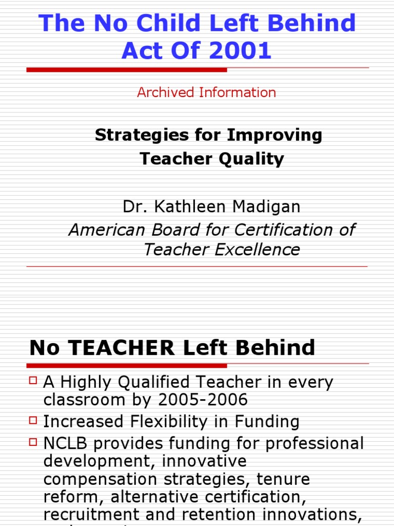 NCLB Strategies for Teacher Quality | PDF | No Child Left Behind Act ...