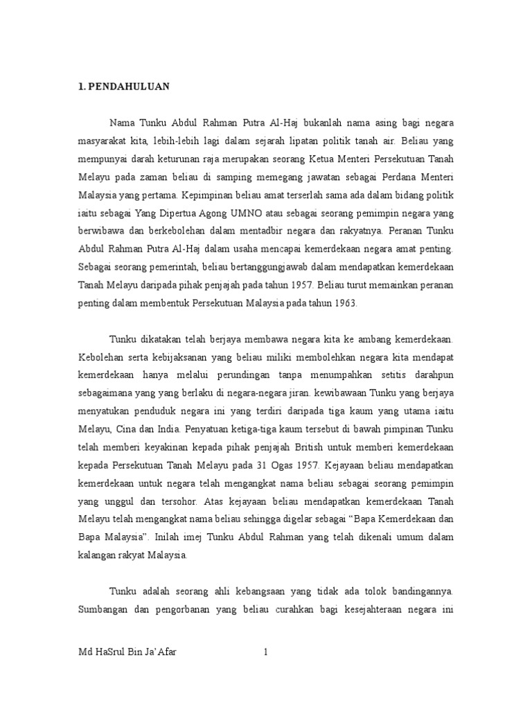 Sejarah Hidup Tunku Abdul Rahman Pdf