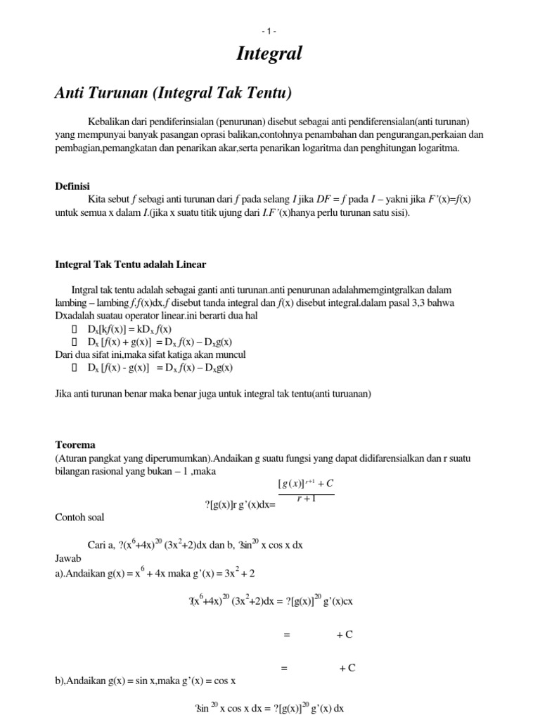Contoh Soal Integral Kunci Ujian