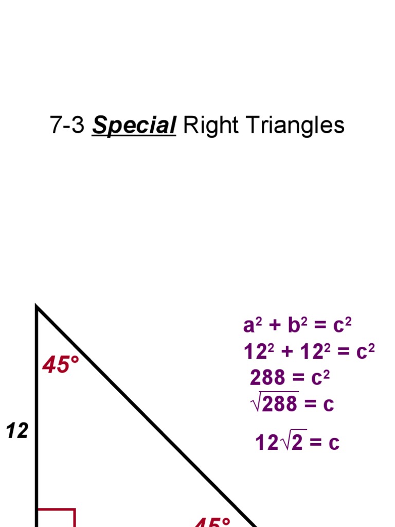 73 Special Right Triangles