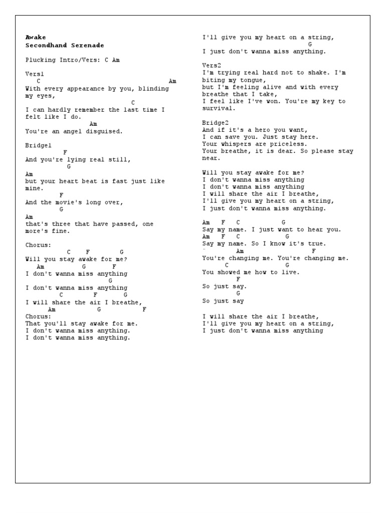 Awake Chords | PDF | Language Arts & Discipline