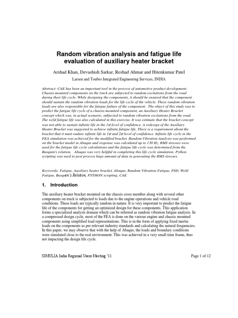 L&T Random Vibration Analysis and Fatigue Life Evaluation of Auxiliary ...