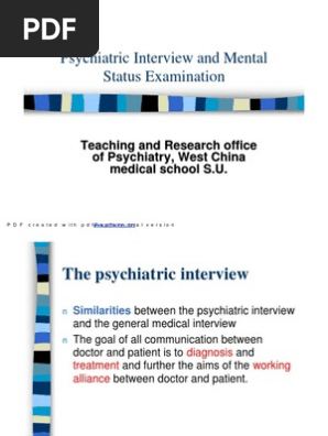 8 Psychiatric Interview and Mental Status Examination