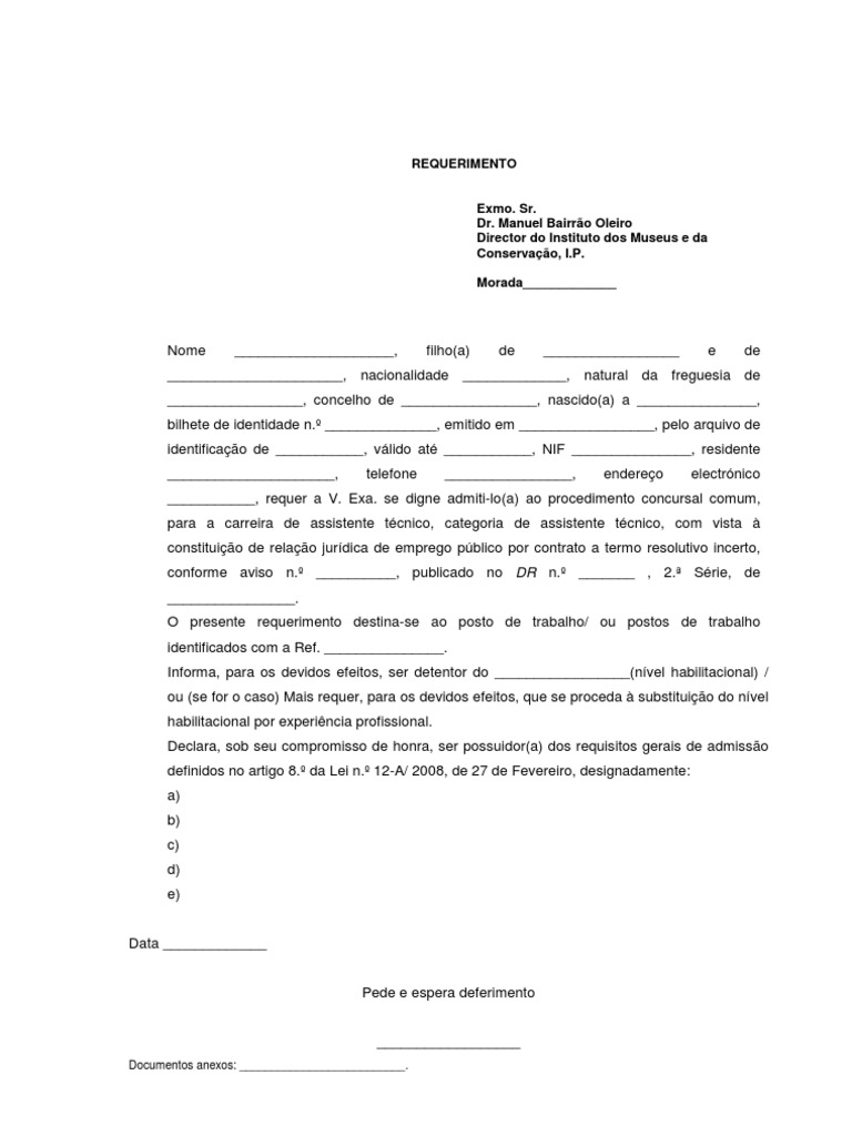 Modelo De Requerimento Word