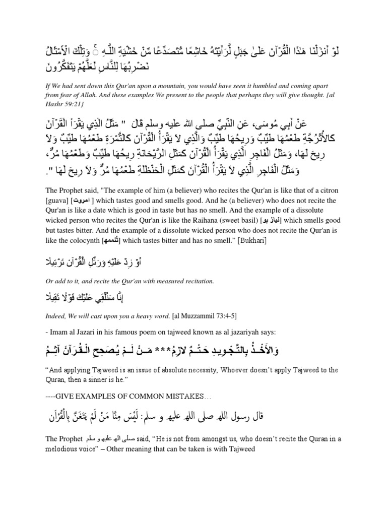 Tajweed Khutbah Quran Hadith