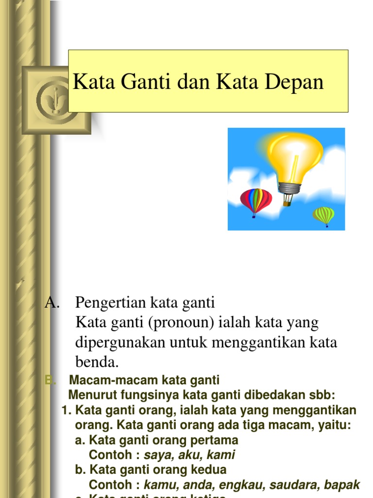 Kata Ganti Dan Katadepan