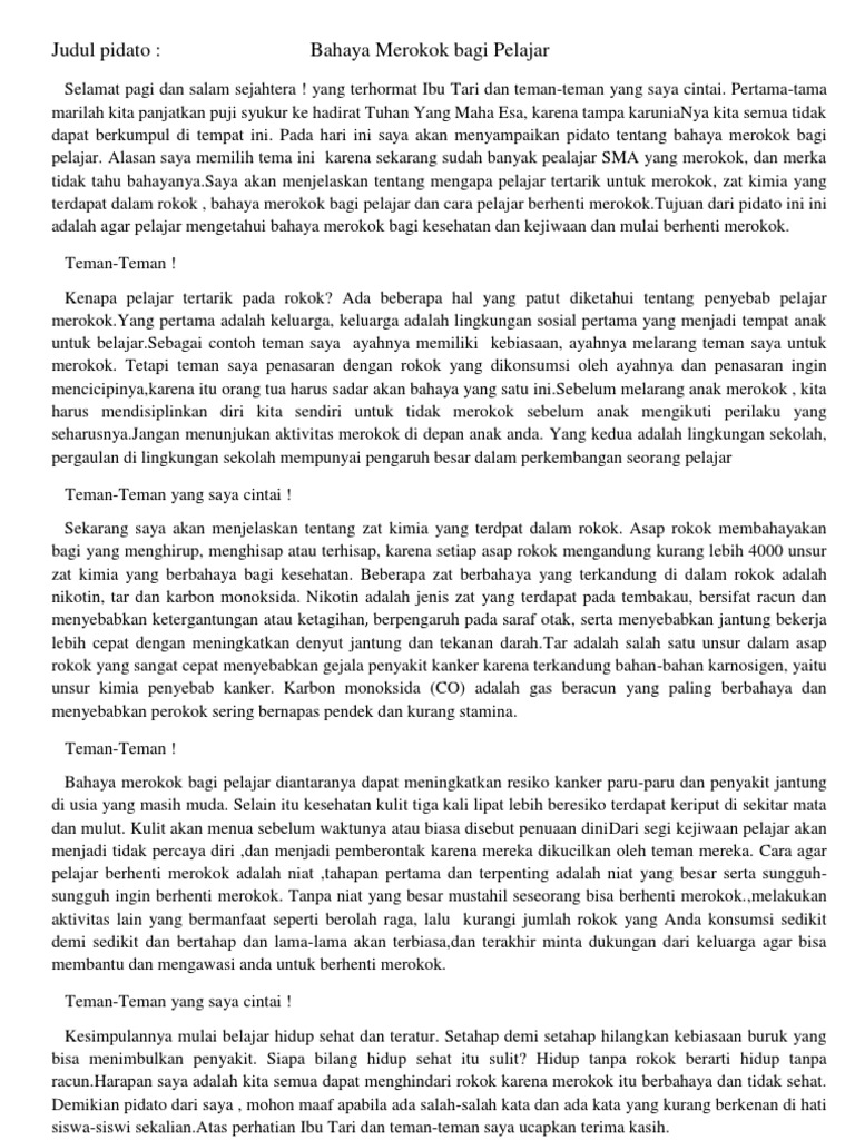 Pidato Bahaya Merokok