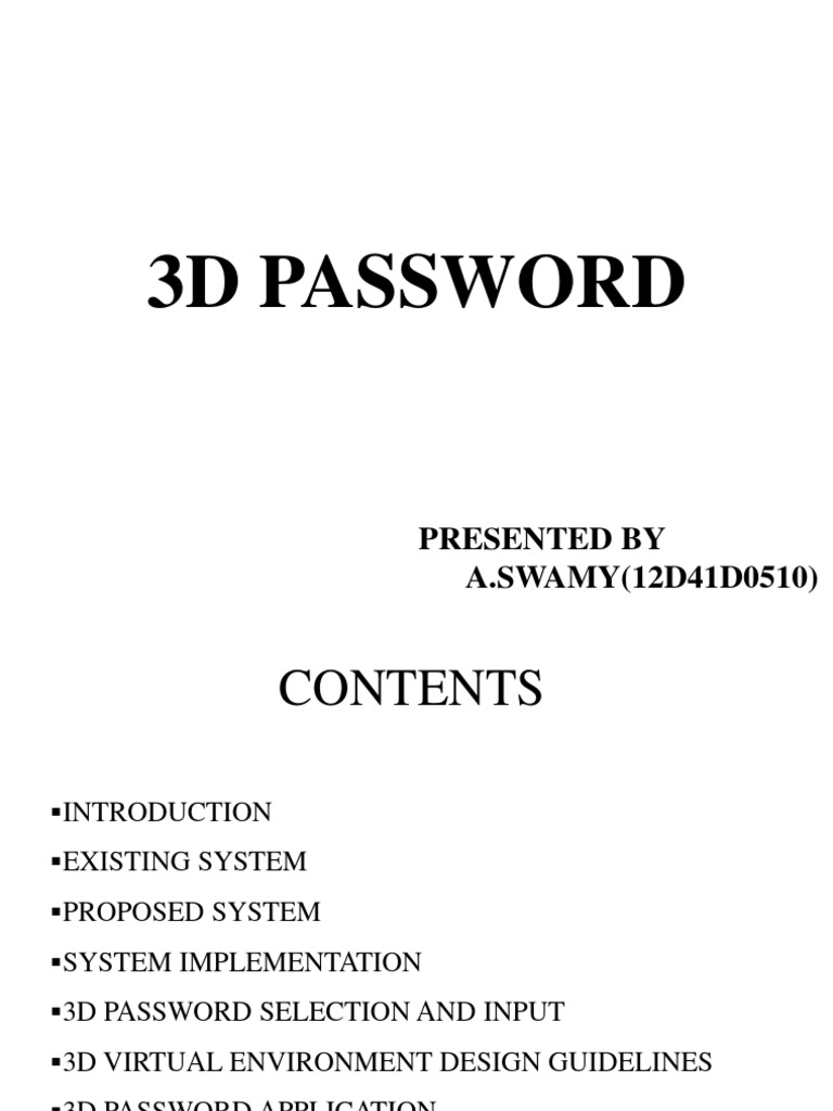 3D Password: A Multifactor Security System | PDF | Password ...