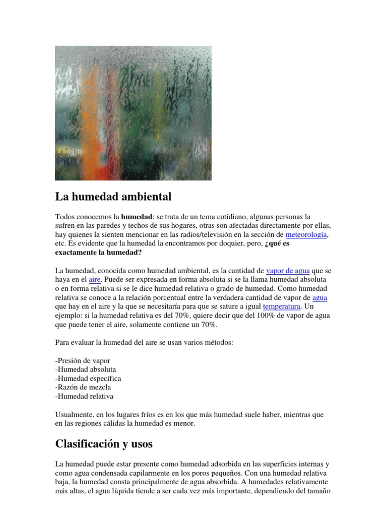 La Humedad Ambiental | PDF | Humedad | Termodinámica Atmosférica