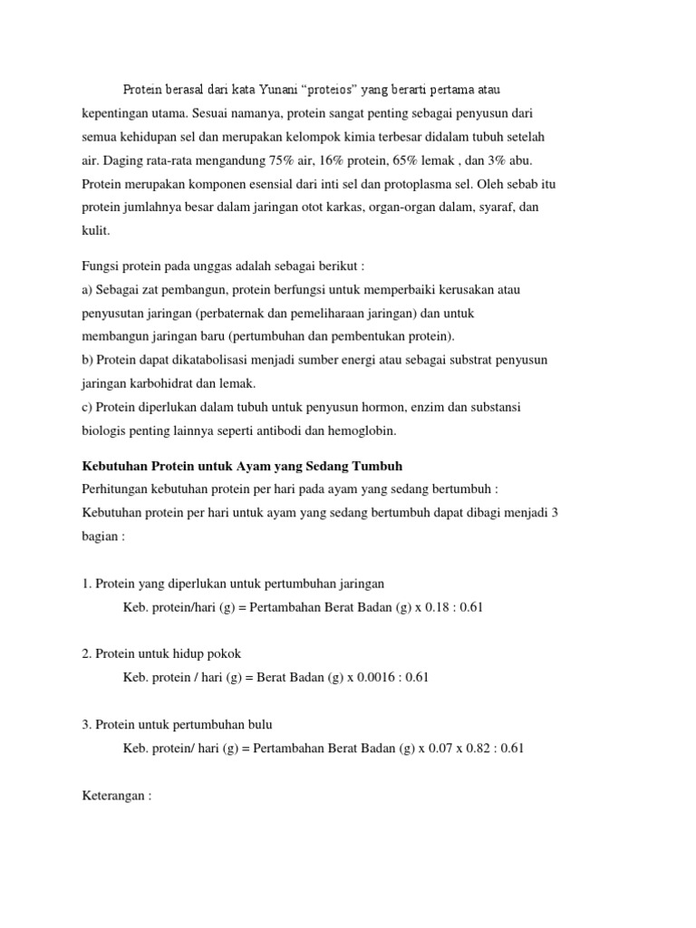 Protein Bagi Ternak Unggas