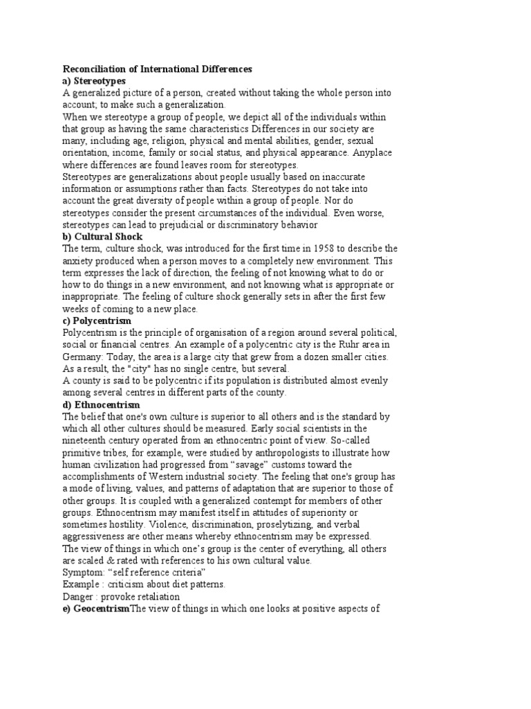 Understanding Cultural Differences and Stereotypes | PDF | Dumping ...