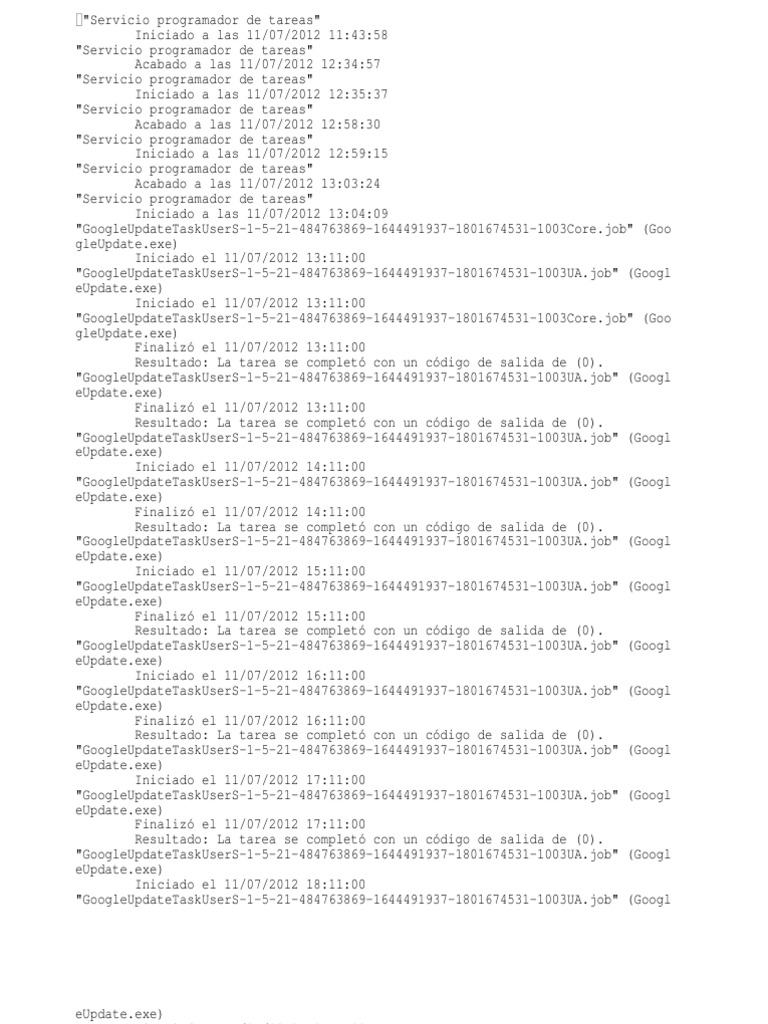 Registro de Ejecución de Tareas Programadas | PDF | Tecnología de ...
