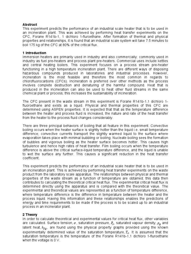 Boiling Heat Transfer Laboratory Report Boiling Heat Transfer
