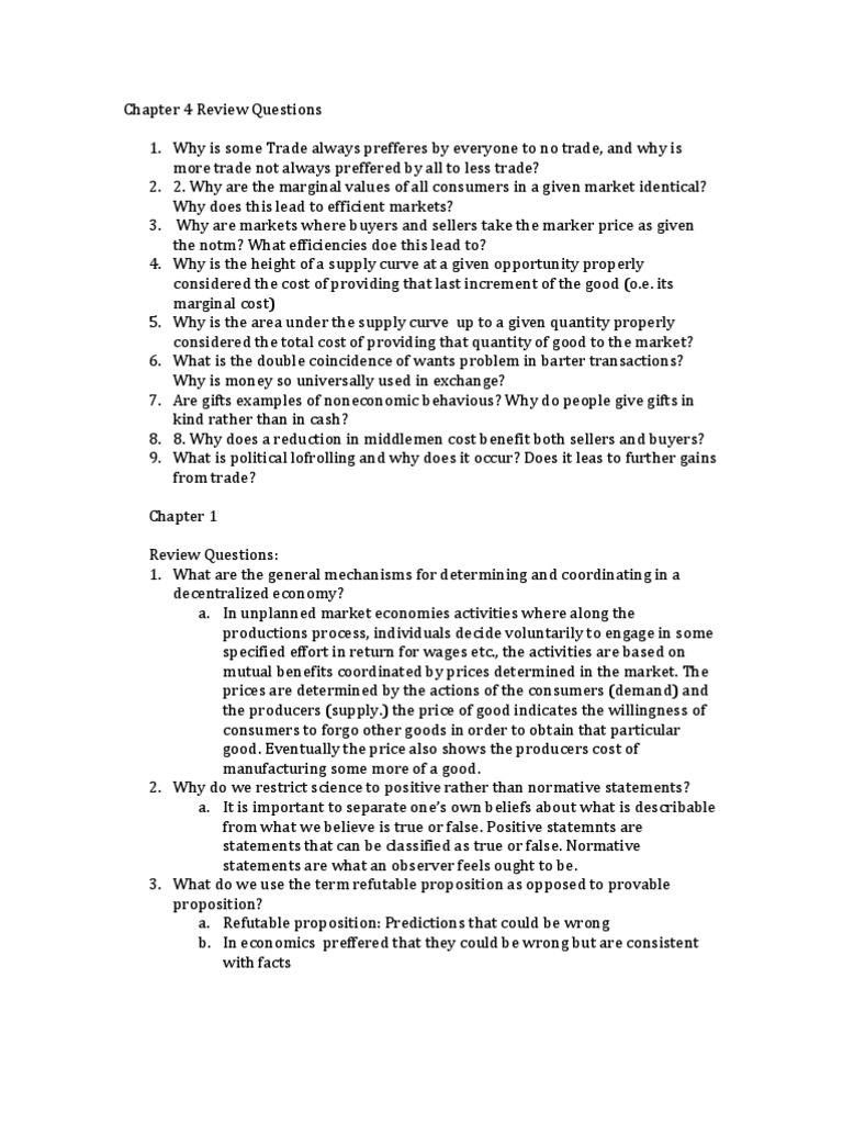 Economics Review Questions Overview | PDF | Supply (Economics) | Market ...