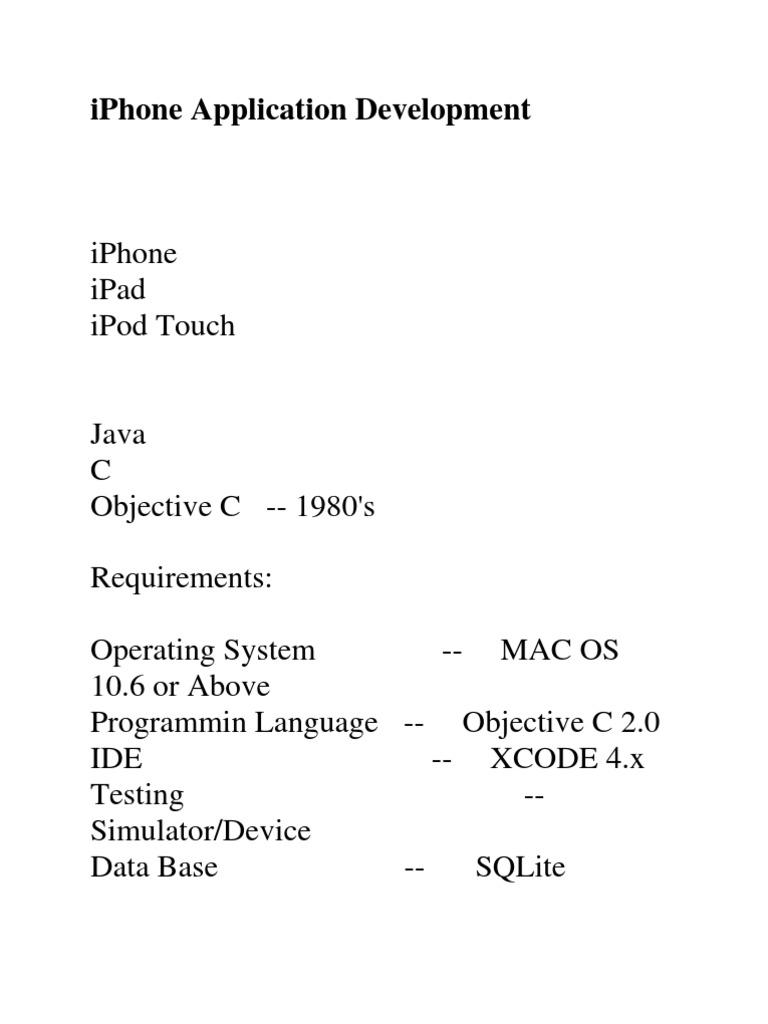 iPhone App Development Requirements | PDF | Xcode | Mac Os X Snow Leopard