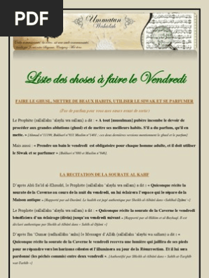 Liste Des Choses A Faire Le Vendredi Religions Abrahamiques Islamisme
