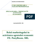 Atestat Rolul Marketingului in Activitatea Agentului Economic Party Boom