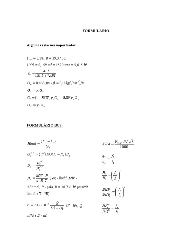 Engineering Conversion Formulas | PDF | Technology & Engineering