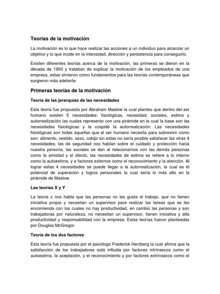 Ensayo Teorias de La Motivacion | PDF | Motivación | Motivacional