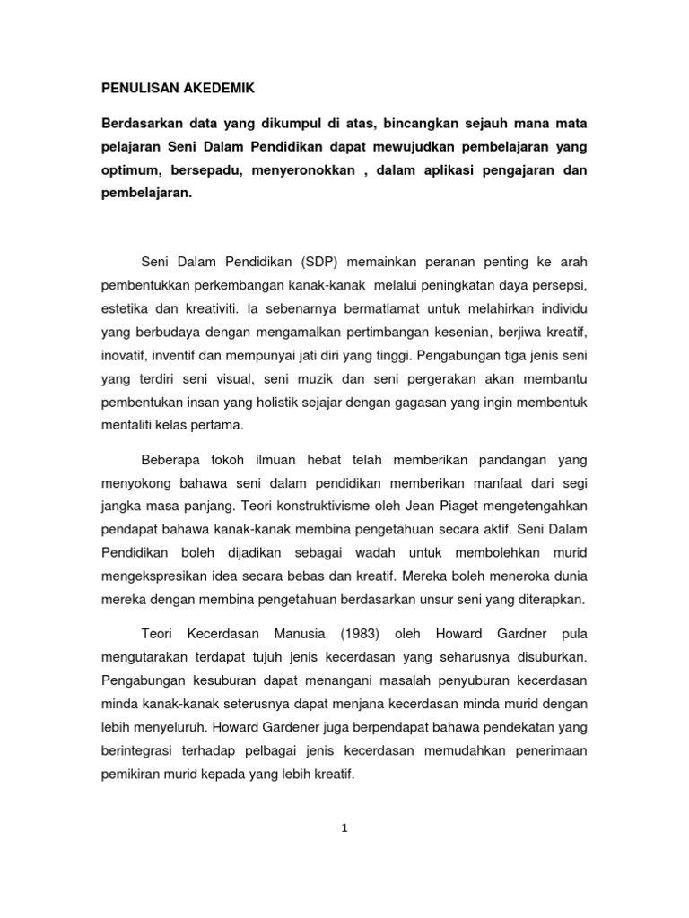 Peranan Seni Dalam Pendidikan Pdf