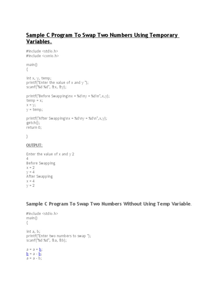 sample-c-program-to-swap-two-numbers-using-temporary-variables-pdf