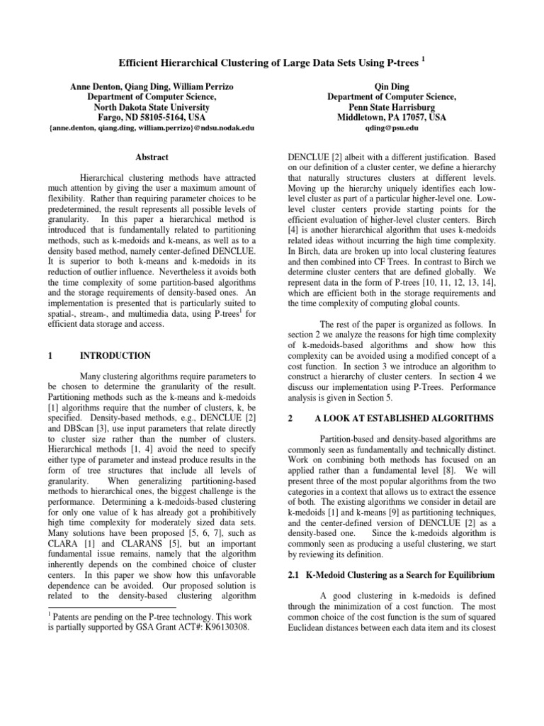 Efficient Hierarchical Clustering of Large Data Sets Using P-Trees ...