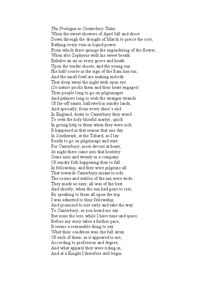 Summary of Canterbury Tales Prologue | PDF | The Canterbury Tales
