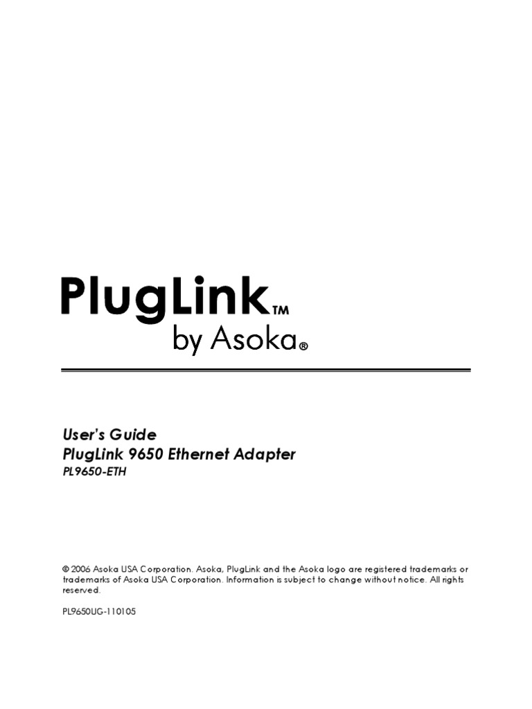 Pluglink 9650 Ethernet Adapter Software