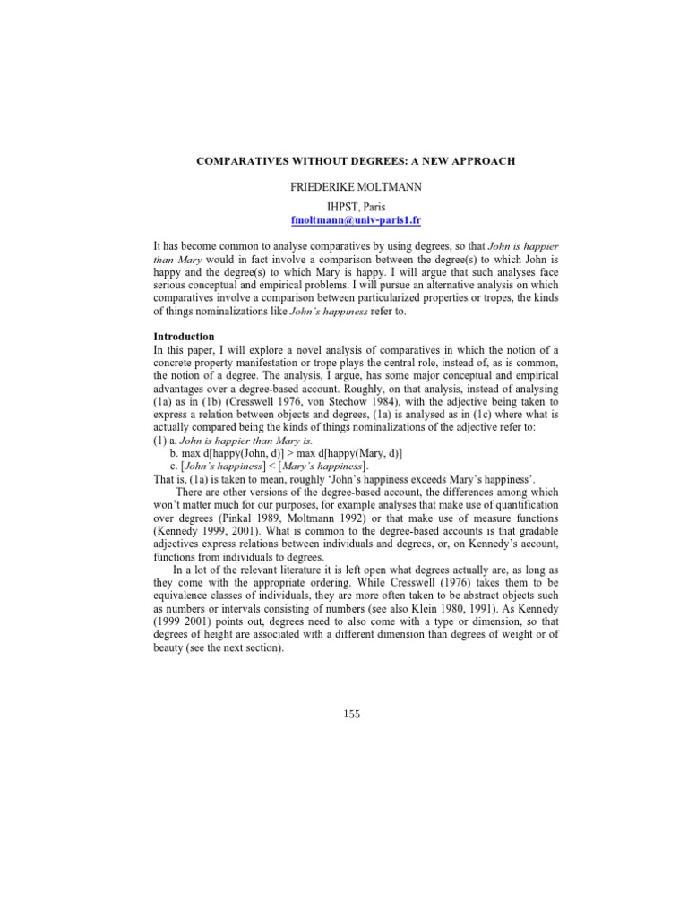 New Analysis of Comparatives Without Degrees | PDF | Semantics | Adjective