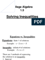 College Algebra 1.5: Solving Inequalities