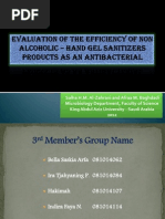 Evaluation of the Efficiency of Non Alcoholic-Hand gel sanitizers Products as an Antibacterial
