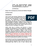 30 March 2013 Essay 2 TO WHAT EXTENT DID REVOLUTIONARY ARMED VIOLENCE FIND JUSTIFICATION IN THE ISLAMIC WRITINGS OF SAYYID QUTB AND ALI SHARI‘ATI?