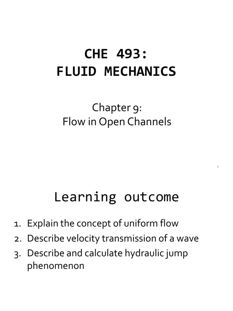 Chapter 9 Flow in Open Channel | PDF | Fluid Mechanics | Chemical ...