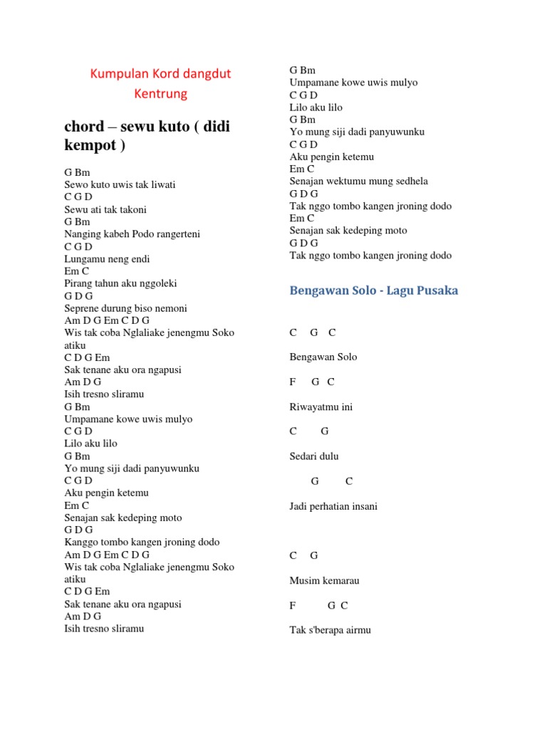 Kusimpan Rindu Dihati Chord