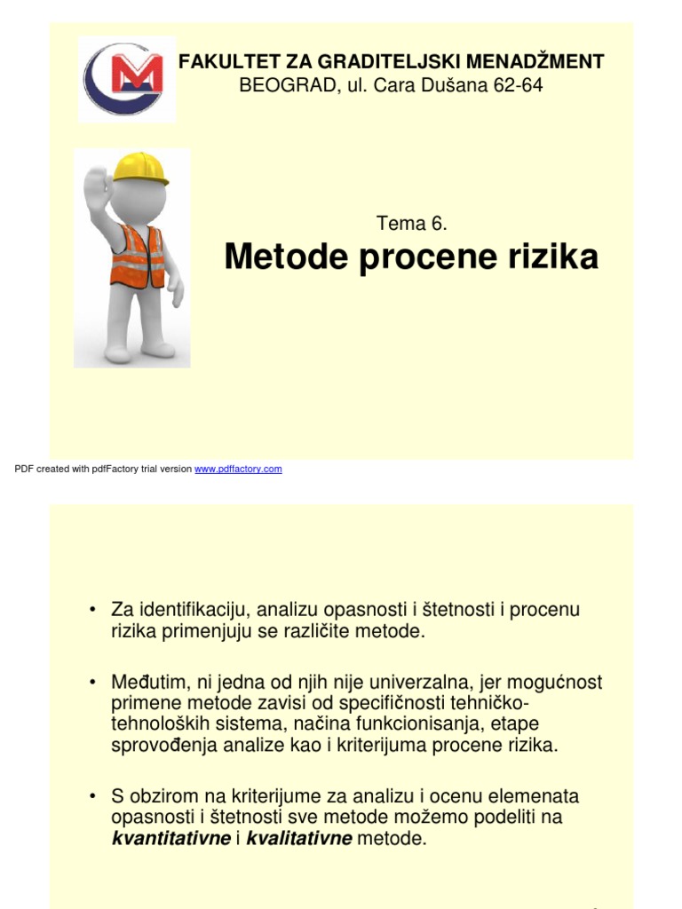 6 - Metode Za Procenu OHS Rizika | PDF