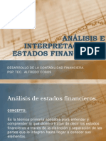 Análisis E Interpretación de Estados Financieros.: Desarrollo de La Contabilidad Financiera. Psp. Tec. Alfredo Cobos
